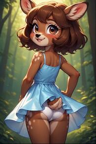 1girl artist:furryfunparty deer female loli panties petite // 512x768 // 43KB