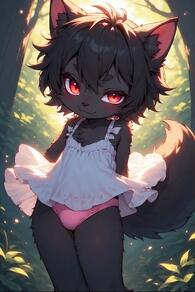 1boy artist:furryfunparty character:ash crossdressing femboy male panties shota wolf // 512x768 // 43KB