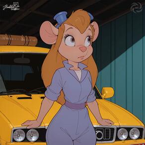 1girl animal_ears animal_nose artist:humble_grifter artist_name car furry furry_female goggles jumpsuit long_hair looking_to_the_side motor_vehicle shirt solo vehicle_focus white_shirt // 2000x2000 // 131KB