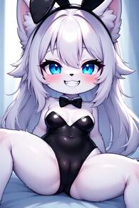 artist:furryfunparty bunnygirl cameltoe character:yuki female loli petite wolf // 512x768 // 40KB