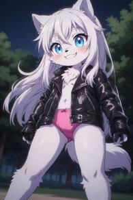 artist:furryfunparty character:yuki female leather loli panties petite wolf // 512x768 // 43KB