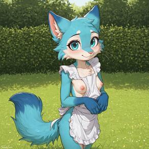 apron artist:ohlawdhecummin blue_eyes blue_fur blush feline nature_background petite whiskers // 1632x1632 // 362KB