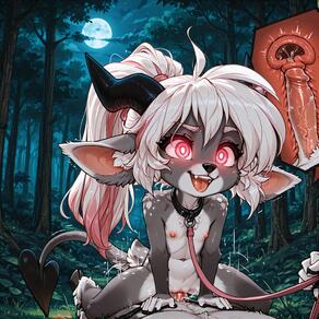 1boy 1girl animal_ears artist:azziai character:lizzy_(azziai) collar cowgirl_position cross-section flat_chest forest full_moon furry furry_female furry_with_furry girl_on_top hetero holding_leash horns leash loli moon nature navel night nipples nude open_mouth outdoors penis ponytail pussy sex solo_focus straddling tail tongue tongue_out tree uncensored vaginal white_hair // 4096x4096 // 986KB