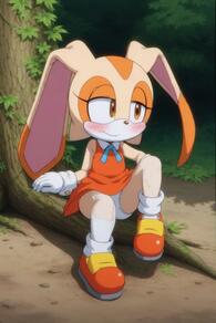 1girl animal_ears animal_nose artist:furryfunparty blue_ribbon blush body_fur brown_eyes character:cream_the_rabbit closed_mouth collared_dress dress female flat_chest full_body furry furry_female gloves loli looking_to_the_side multicolored_fur neck_ribbon orange_dress orange_footwear orange_fur outdoors panties pantyshot petite rabbit_ears rabbit_girl red_dress red_footwear ribbon shoes short_dress sitting sleeveless sleeveless_dress smile socks solo tree underwear upskirt white_gloves white_panties white_socks yellow_fur // 512x768 // 32KB