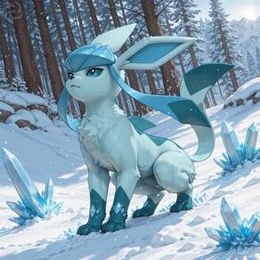 artist:humble_grifter blue_eyes closed_mouth day no_humans outdoors pokemon_(creature) snow solo tree // 2000x2000 // 269KB