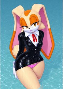 1girl animal_ears artist:furryfunparty character:cream_the_rabbit female furry furry_female gloves loli looking_at_viewer panties pink_panties rabbit_ears rabbit_girl rabbit_tail solo tail underwear uniform water wet white_gloves // 512x724 // 110KB