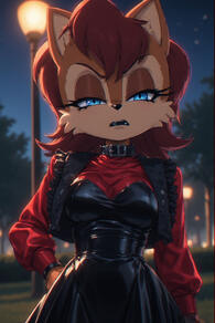artist:furryfunparty character:sally_acorn female goth leather // 512x768 // 307KB