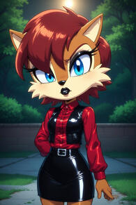artist:furryfunparty character:sally_acorn female goth leather // 512x768 // 346KB