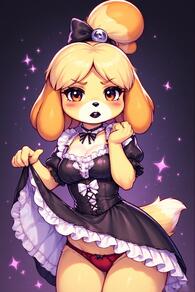 artist:furryfunparty character:isabelle(animal_crossing) dress female goth panties // 512x768 // 138KB