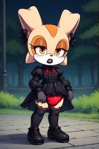 artist:furryfunparty character:cream_the_rabbit dress female goth loli panties young // 512x768 // 114KB