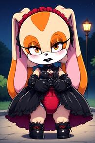 artist:furryfunparty character:cream_the_rabbit dress female goth loli panties young // 512x768 // 135KB