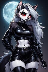 artist:furryfunparty character:loona_helluva_boss female goth leather // 512x768 // 150KB