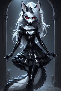artist:furryfunparty character:loona_helluva_boss female goth leather // 512x768 // 133KB