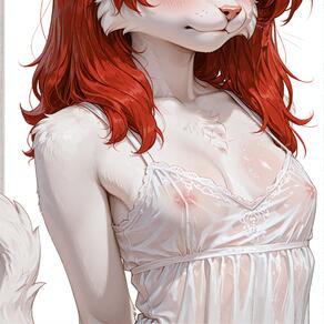 1girl artist:azziai blush breasts character:azzi covered_nipples furry furry_female head_out_of_frame long_hair nipples red_hair see-through solo tail upper_body white_background // 4096x4096 // 1.5MB