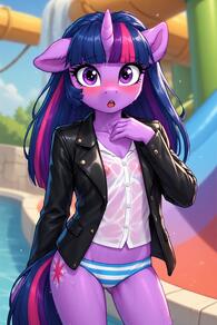 1girl :o animal_ears artist:furryfunparty ass_visible_through_thighs black_jacket blue_hair blush character:twilight_sparke(mlpfim) collarbone colored_skin female flat_chest furrification furry furry_female horns horse_ears jacket leather long_hair looking_at_viewer multicolored_hair my_little_pony nipples open_clothes open_mouth panties pink_hair purple_eyes purple_hair purple_skin see-through shirt single_horn small_breasts solo streaked_hair striped_clothes striped_panties tail tattoo underwear wet wet_clothes white_shirt // 512x768 // 137KB