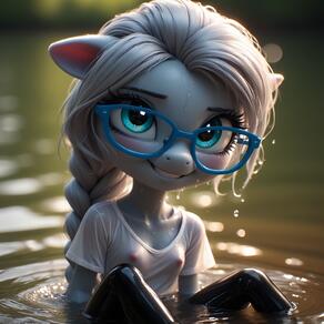 1girl animal_ears artist:furryfunparty artist_name blue_eyes blurry blurry_background braid braided_ponytail breasts character:silver_spoon collarbone colored_skin female furry furry_female glasses grin loli long_hair looking_at_viewer my_little_pony nipples partially_submerged see-through shirt short_sleeves small_breasts smile solo teeth water wet wet_clothes wet_shirt white_hair white_shirt young // 768x768 // 172KB