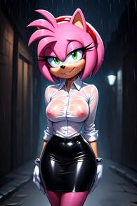 1girl animal_ears artist:furryfunparty black_skirt breasts collared_shirt covered_nipples furry furry_female gloves green_eyes hairband looking_at_viewer night nipples no_bra outdoors pantyhose pencil_skirt rain red_hairband see-through see-through_shirt shiny_clothes shirt skirt smile solo wet wet_clothes wet_shirt white_gloves white_shirt // 512x768 // 105KB