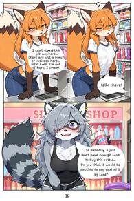 5_fingers anthro artist:lead_acid black_body black_fur blush bottomwear breasts canid canine character:alice_(lead_acid) character:maple_(lead_acid) clothed clothing comic denim denim_clothing dialogue dildo duo ear_piercing english_text female femalefemale fingers fluffy fluffy_tail fox front_view fur grey_body grey_fur hair hi_res jeans long_hair lube_bottle mammal messy_hair multicolored_body multicolored_fur pants piercing procyonid purple_eyes Raccoon sex_toy shirt shorts standing tail text topwear white_body white_fur yellow_eyes // 1024x1536 // 192KB