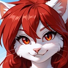 artist:azziai character:azzi closeup feline red_eyes red_hair white_fur // 568x568 // 53KB