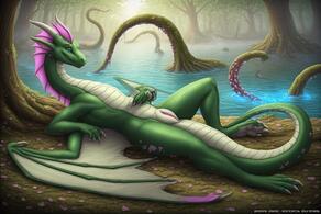 artist:vuthardarastrix dragon green male phallus tentacles vuthardarastrix // 768x512 // 110KB