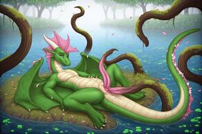 artist:vuthardarastrix dragon green male phallus tentacles vuthardarastrix // 768x512 // 115KB