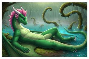artist:vuthardarastrix dragon green male phallus tentacles vuthardarastrix // 768x512 // 103KB