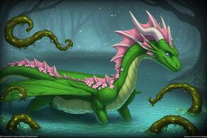 artist:vuthardarastrix dragon green male phallus tentacles vuthardarastrix // 768x512 // 100KB