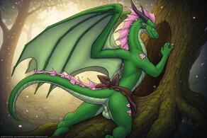 artist:vuthardarastrix dragon green male phallus tentacles vuthardarastrix // 768x512 // 100KB