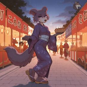 Beastars character:juno festival kimono takoyaki wolf // 4000x4000 // 322KB