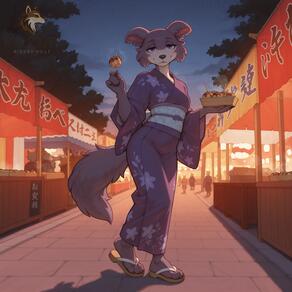 Beastars character:juno festival kimono solo takoyaki wolf // 4000x4000 // 285KB