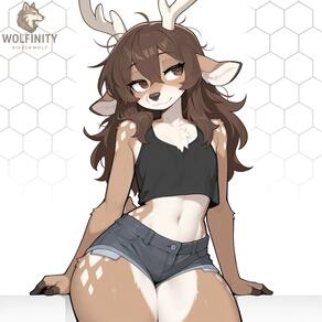 artist:rizzenwolf Character:Audrey(RizzenWolf) clothed deer doe flat thighs // 4000x4000 // 213KB