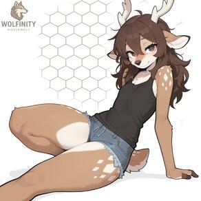 artist:rizzenwolf Character:Audrey(RizzenWolf) clothed deer doe flat thighs // 4000x4000 // 211KB