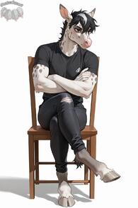 artist:animefurever black_shirt chair character:nolan gray_eyes jeans simple_backround // 1152x1728 // 139KB