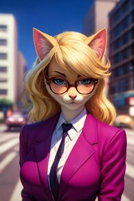 artist:fauxton_director feline glasses yellow_hair // 512x768 // 52KB