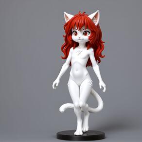 3d_model artist:azziai cat_ears cat_girl cat_tail character:azzi figure figurine nude red_eyes red_hair white_fur // 1456x1456 // 91KB