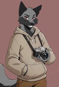 artist:arturo_wolff_(artist) black_countershading black_fur character:arturo_wolff digitigrade eye_bags grey_fur hindpaws notched_ear red_eyes slim // 1401x2048 // 212KB
