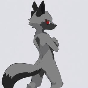 artist:arturo_wolff_(artist) black_countershading black_fur character:arturo_wolff digitigrade eye_bags grey_fur hindpaws notched_ear red_eyes slim // 1600x1600 // 84KB