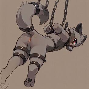 artist:arturo_wolff_(artist) black_countershading black_fur character:arturo_wolff digitigrade eye_bags grey_fur hindpaws notched_ear red_eyes slim // 1088x1088 // 108KB