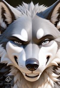 1boy animal_ears artist:fauxton_director fangs furry furry_male looking_at_viewer male_focus portrait solo wolf_boy // 832x1216 // 218KB