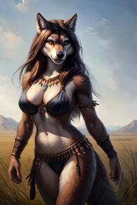 artist:fauxton_director brown_fur gray_fur orange_eyes solo tribal wolf // 512x768 // 51KB
