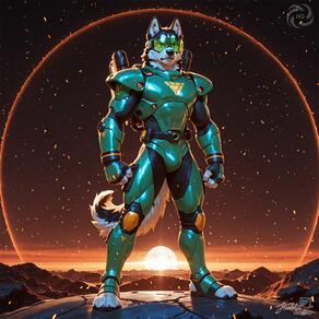 1boy animal_ears armor artist:humble_grifter artist_logo dog_boy full_body furry furry_male male_focus solo tail // 2000x2000 // 236KB